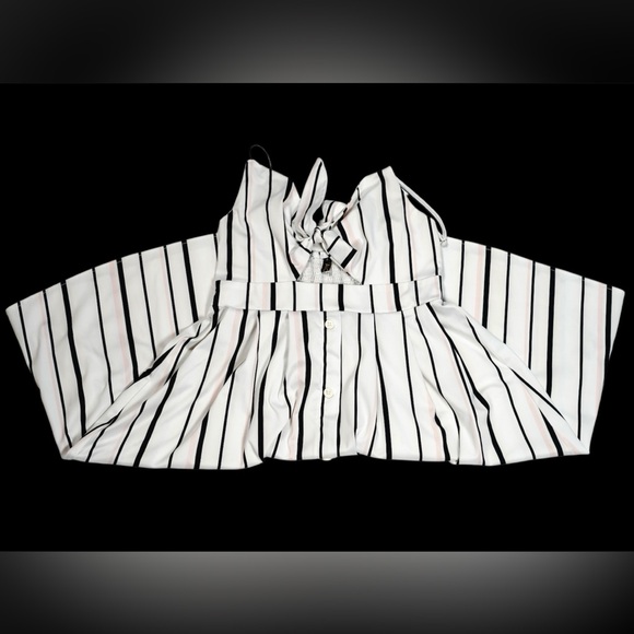 Cupshe Striped Tie-Front Midi Dress with Button-Down Skirt – Size Large - Picture 9 of 14